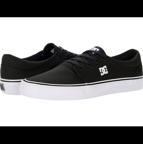 DC Skate SB Trase Sneakers 12 Canvas Black White Skate Mens - Picture 1 of 13